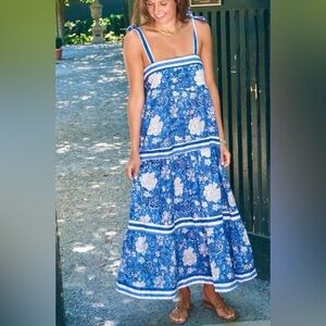 Madison Matthew’s sleeveless Floral Cotton Maxi Dress size Large